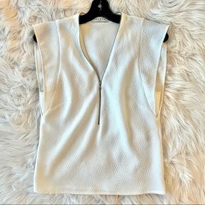 SANDRO zip front white blouse top
